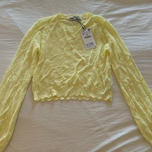 Zara Kids Girls NWT Sheer Yellow Sweater